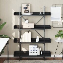Berkfield Home Bookcase 4-Tier Black 100x33x145.5 cm Engineered Wood - thumbnail 3