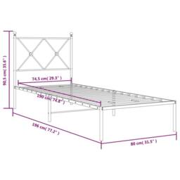 Berkfield Home Metal Bed Frame without Mattress with Headboard White 75x190cm - Size: 75x190 cm - thumbnail 8