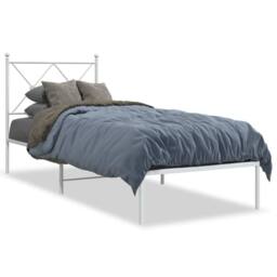 Berkfield Home Metal Bed Frame without Mattress with Headboard White 75x190cm - Size: 75x190 cm - thumbnail 3