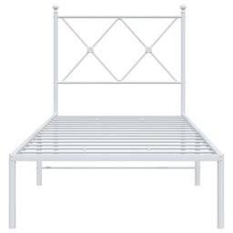 Berkfield Home Metal Bed Frame without Mattress with Headboard White 75x190cm - Size: 75x190 cm - thumbnail 4