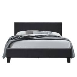 Comfy Living Ltd Modern Faux Leather Upholstered Bedframe in Black - Size: Double - thumbnail 2