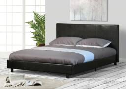 Comfy Living Ltd Modern Faux Leather Upholstered Bedframe in Black - Size: Double - thumbnail 1
