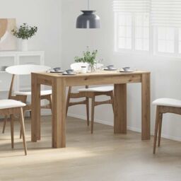 Berkfield Home Dining Table Artisan Oak 120x60x76 cm Engineered Wood in Brown - Size: 120 x 60 x 76 cm - thumbnail 3