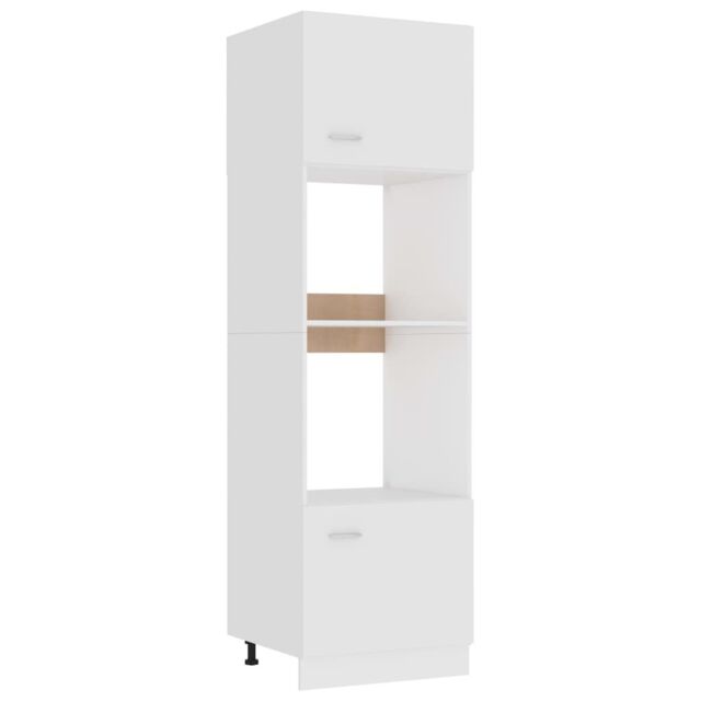 Berkfield Home Microwave Cabinet White 60x57x207 cm Engineered Wood - Size: 60 x 57 x 207 cm - image 1