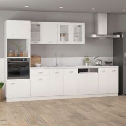 Berkfield Home Microwave Cabinet White 60x57x207 cm Engineered Wood - Size: 60 x 57 x 207 cm - thumbnail 3