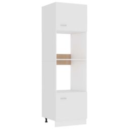 Berkfield Home Microwave Cabinet White 60x57x207 cm Engineered Wood - Size: 60 x 57 x 207 cm - thumbnail 1