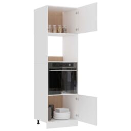 Berkfield Home Microwave Cabinet White 60x57x207 cm Engineered Wood - Size: 60 x 57 x 207 cm - thumbnail 4