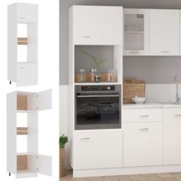 Berkfield Home Microwave Cabinet White 60x57x207 cm Engineered Wood - Size: 60 x 57 x 207 cm - thumbnail 2