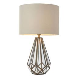First Choice Lighting Set of 2 Polly - Antique Brass 50cm Table Lamps with Linen Shades in Bronze - thumbnail 3
