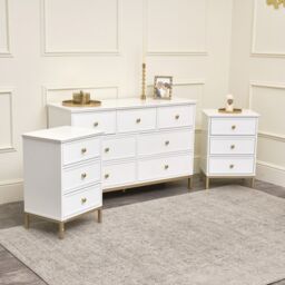 Melody Maison Large Chest Of Drawers & Pair Of Bedside Tables - Aisby White Range - thumbnail 3