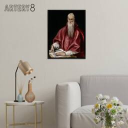 "Artery8 Portrait of Saint Jerome as a Scholar El Greco Framed Canvas Wall Art - Size: W18"" x H24""" - thumbnail 3