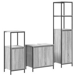 Berkfield Home 3 Piece Bathroom Furniture Set in Grey Sonoma Engineered Wood