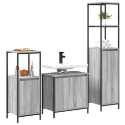Berkfield Home 3 Piece Bathroom Furniture Set in Grey Sonoma Engineered Wood - thumbnail 3