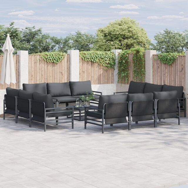Berkfield Home Garden Sofa Set 12 pcs Anthracite Steel - image 1
