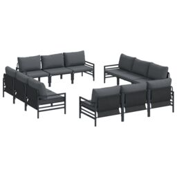 Berkfield Home Garden Sofa Set 12 pcs Anthracite Steel - thumbnail 2