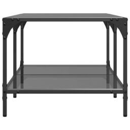 Berkfield Home Coffee Table with Black Glass Top 98.5x50x40 cm Steel - thumbnail 5