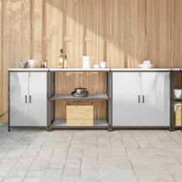 Berkfield Home Modern with Shelf Other with Storage with Door 3 pcs Stainless steel in Silver - thumbnail 2