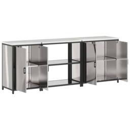 Berkfield Home Modern with Shelf Other with Storage with Door 3 pcs Stainless steel in Silver - thumbnail 9