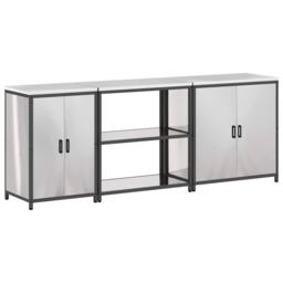 Berkfield Home Modern with Shelf Other with Storage with Door 3 pcs Stainless steel in Silver - thumbnail 3