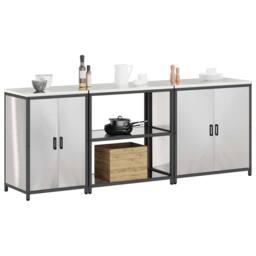 Berkfield Home Modern with Shelf Other with Storage with Door 3 pcs Stainless steel in Silver - thumbnail 1