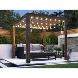 Dunster House Pergola with Roof 2.5m x 2.5m Pressure Treated, Terracube in Brown - thumbnail 2
