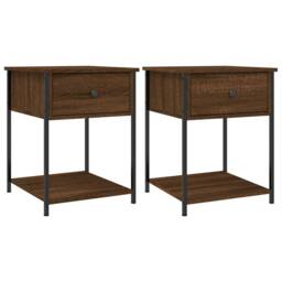Berkfield Home Elegant Bedside Tables 2 pcs Brown Oak 44x45x58 cm Engineered Wood - Size: 44 x 45 x 58 cm - thumbnail 3