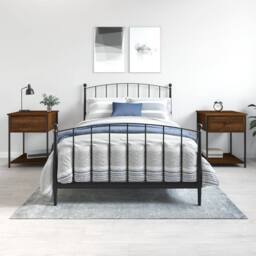 Berkfield Home Elegant Bedside Tables 2 pcs Brown Oak 44x45x58 cm Engineered Wood - Size: 44 x 45 x 58 cm - thumbnail 2