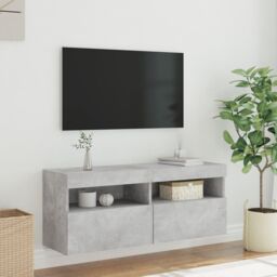 Berkfield Home TV Wall Cabinet with LED Lights Concrete Grey 100x30x40 cm - Size: 100 x 30 x 40 cm - thumbnail 5