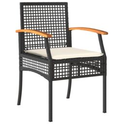 Berkfield Home 5 Piece Garden Dining Set with Cushions Black Poly Rattan - thumbnail 3