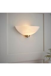 Netlighting Welles 1 Light Indoor Wall Uplighter White Antique Brass E27 in Gold - thumbnail 2