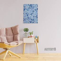 "Artery8 Owen Jones Elegant Ornamental Flower Pattern Canvas Wall Art Print in Blue - Size: W12"" x H16""" - thumbnail 3