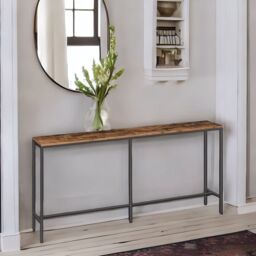 Rafaelo Mobilia Industial 180CM Wide Narrow & Slim Console Table For Hallway in Brown - thumbnail 3