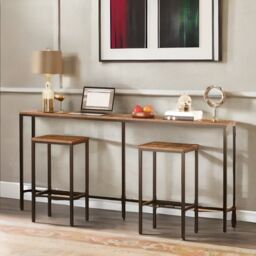 Rafaelo Mobilia Industial 180CM Wide Narrow & Slim Console Table For Hallway in Brown - thumbnail 4
