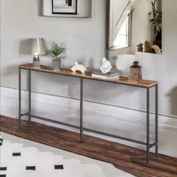 Rafaelo Mobilia Industial 180CM Wide Narrow & Slim Console Table For Hallway in Brown - thumbnail 2