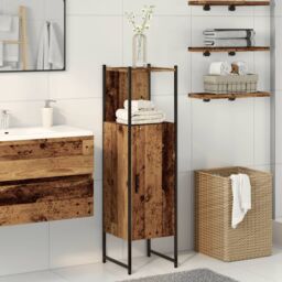 Berkfield Home Bathroom Cabinet Old Wood 33x33x120.5 cm Engineered Wood in Brown - thumbnail 1
