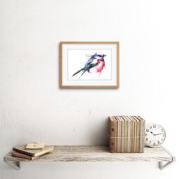 "Artery8 Wall Art Print Bird Robin Watercolour Artwork Framed 9X7 Inch in Beige - Size: W7"" x H9""" - thumbnail 2