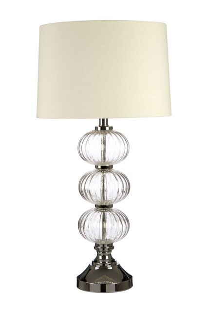 Orsina Chrome Orb Base Table Lamp, Ivory Shade Modern Desk Light, Contemporary Night Light For Reading Corners in Cream - image 1