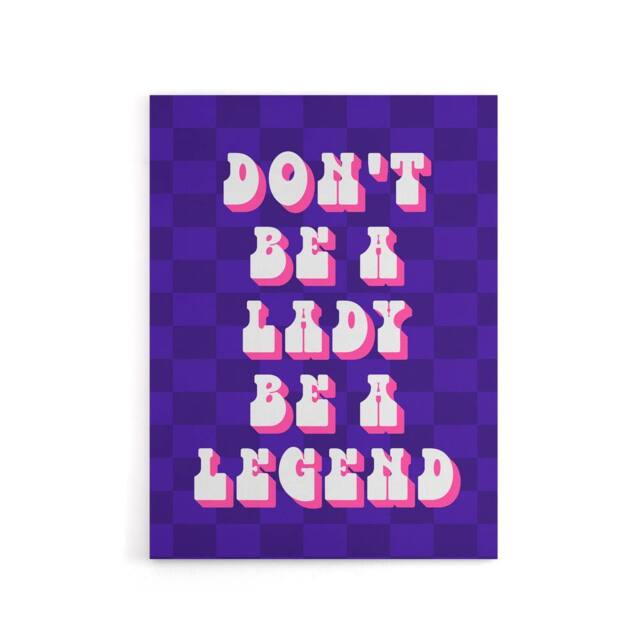 "Artery8 Be A Legend Not A Lady Retro Purple Pink Funny Canvas Wall Art Print - Size: W24"" x H32""" - image 1