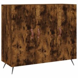 Berkfield Home Sideboard Smoked Oak 90x34x80 cm Engineered Wood in Brown - Size: 90 x 34 x 80 cm - thumbnail 2