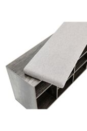 Living and Home Grey Shoe Changing Bench Storage Cabinet with Linen Cushion - thumbnail 5