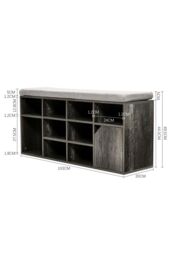 Living and Home Grey Shoe Changing Bench Storage Cabinet with Linen Cushion - thumbnail 6