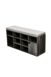 Living and Home Grey Shoe Changing Bench Storage Cabinet with Linen Cushion - thumbnail 3