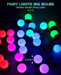 ENER-J 13m RGB LED Festoon String Lights 20 Bulbs Colour Changing 5W in White - Size: 25 cm diameter x 19 cm high - thumbnail 2