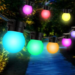 ENER-J 13m RGB LED Festoon String Lights 20 Bulbs Colour Changing 5W in White - Size: 25 cm diameter x 19 cm high - thumbnail 1