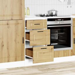 Berkfield Home Kitchen Base Cabinet Porto Artisan Oak Engineered Wood in Brown - thumbnail 3