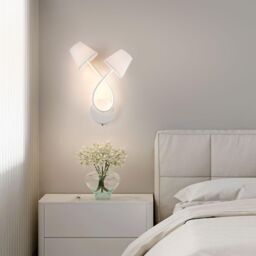 Harper Living Indoor LED Wall Sconce Lamp with 2 Vintage Fabric Shade, Toggle Switch in White - thumbnail 3