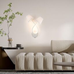 Harper Living Indoor LED Wall Sconce Lamp with 2 Vintage Fabric Shade, Toggle Switch in White - thumbnail 2