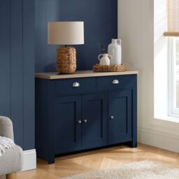 Birlea Console Table Blue & Oak Highgate 2 Drawer Farmhouse Shabby Chic - thumbnail 1