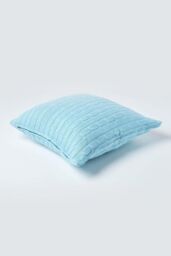 Homescapes Cotton Cable Knit Cushion Cover, 45 x 45 cm in Blue - Size: 45 cm x 45 cm - thumbnail 3