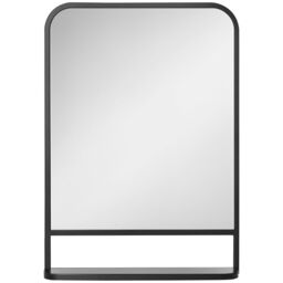 HOMCOM Square Wall Mirror with Shelf, 70x50 cm Modern Mirrors for Living Room, Bedroom in Black - Size: Medium - thumbnail 2